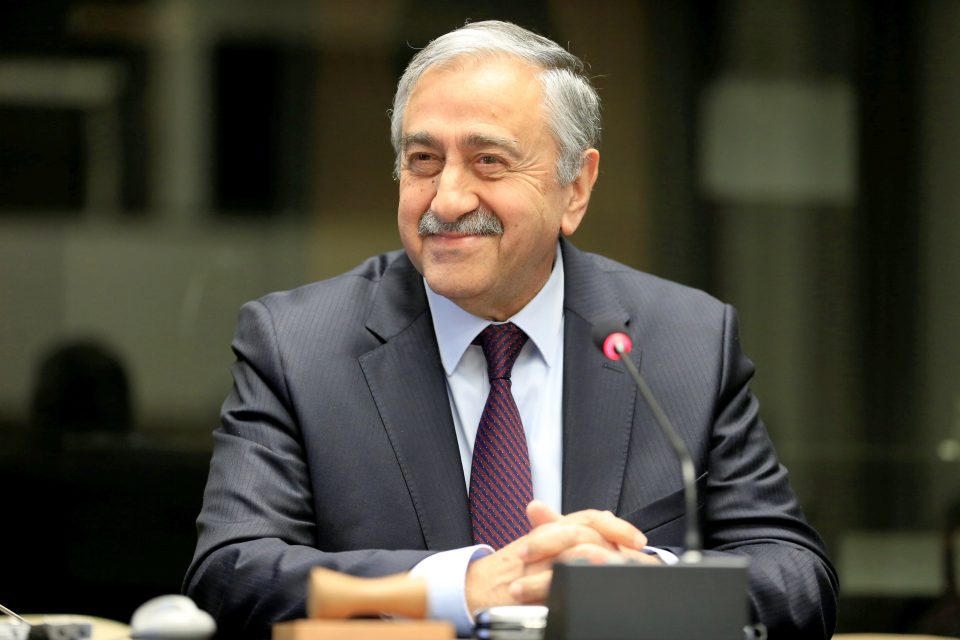 Turkish Cypriot Leader Mustafa Akinci Speaks During A News Conference In Geneva