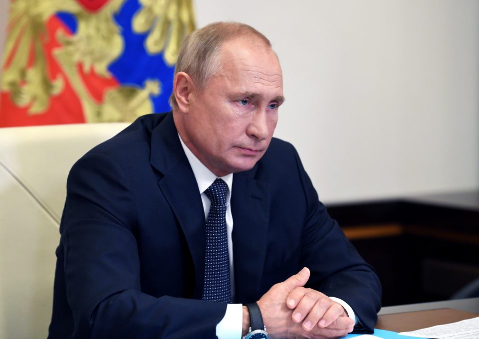 Russian President Putin Chairs A Meeting Via Video Link Outside Moscow