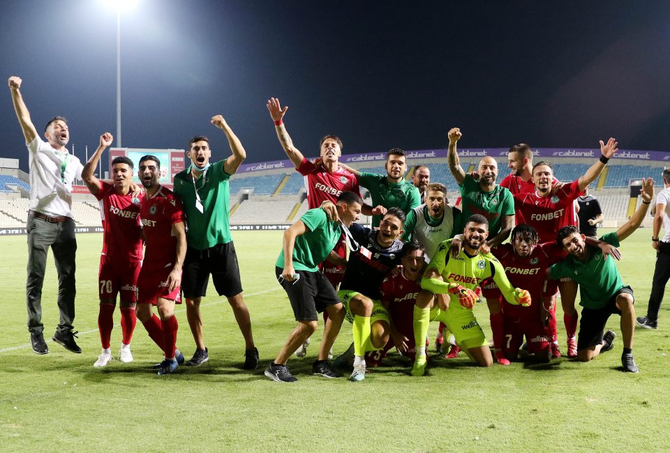 Omonia reached the Champions League playoff round for the first time with a 4-2 penalty shootout win over 1991 European Cup winners Red Star Belgrade after the match ended 1-1 following extra time at an empty GSP stadium in Nicosia.