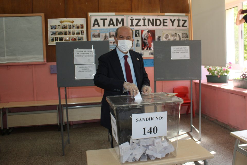 Turkish Cypriot Presidential Candidate Ersin Tatar Casts His Vote At A Polling Station During Turkish Cypriot Presidential Elections In Northern Nicosia