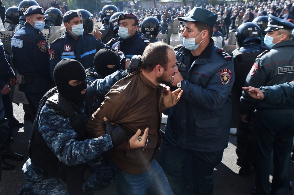 Opposition Rally To Demand The Resignation Of Armenian Pm Pashinyan Following The Signing Of A Deal To End The Military Conflict Over The Nagorno Karabakh Region, In Yerevan