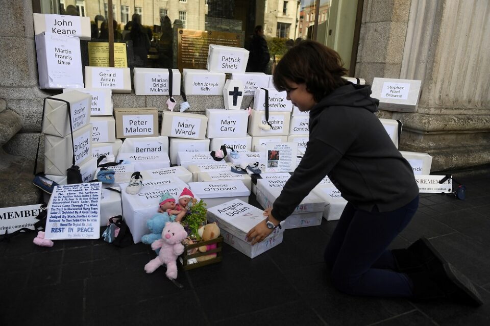 File Photo: Funeral Boxes, Each Representing A Dead Child, Are Placed Together At A Procession In Remembrance Of The Bodies Of The Infants Discovered In A Septic Tank, In 2014, At The Tuam Mother And Baby Home, In Dublin
