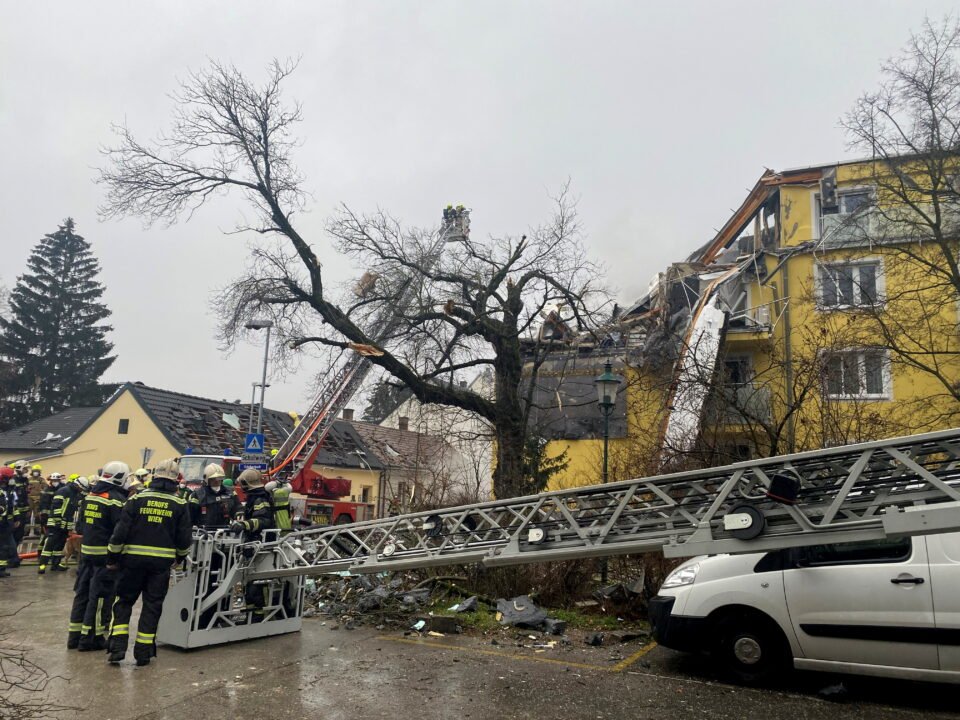 Rescue Workers Are Seen At The Site Of An Explosion Of A House In Langenzersdorf