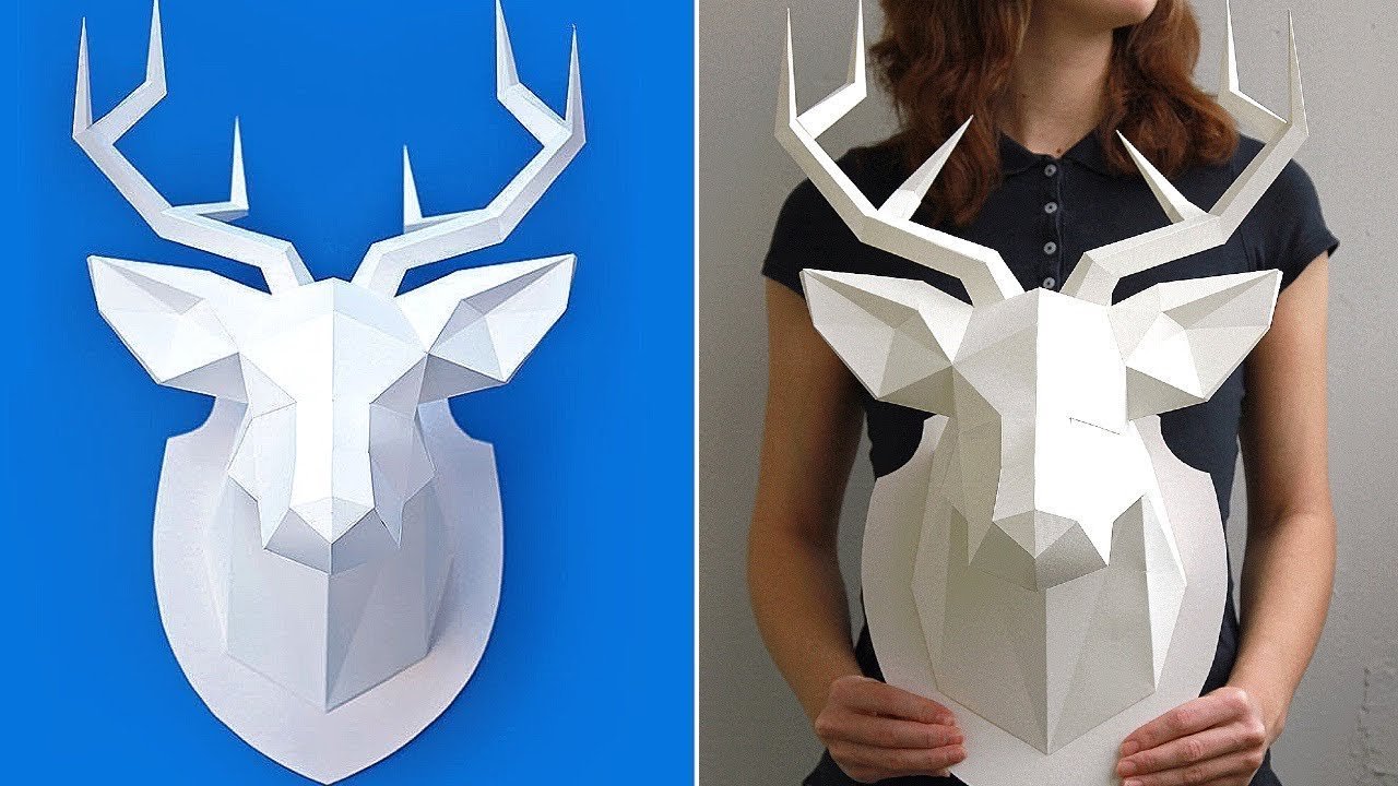 3D χάρτινο χαρτί διασκέδαση: πώς να φτιάξετε ένα κεφάλι από ελάφια από χαρτόνι