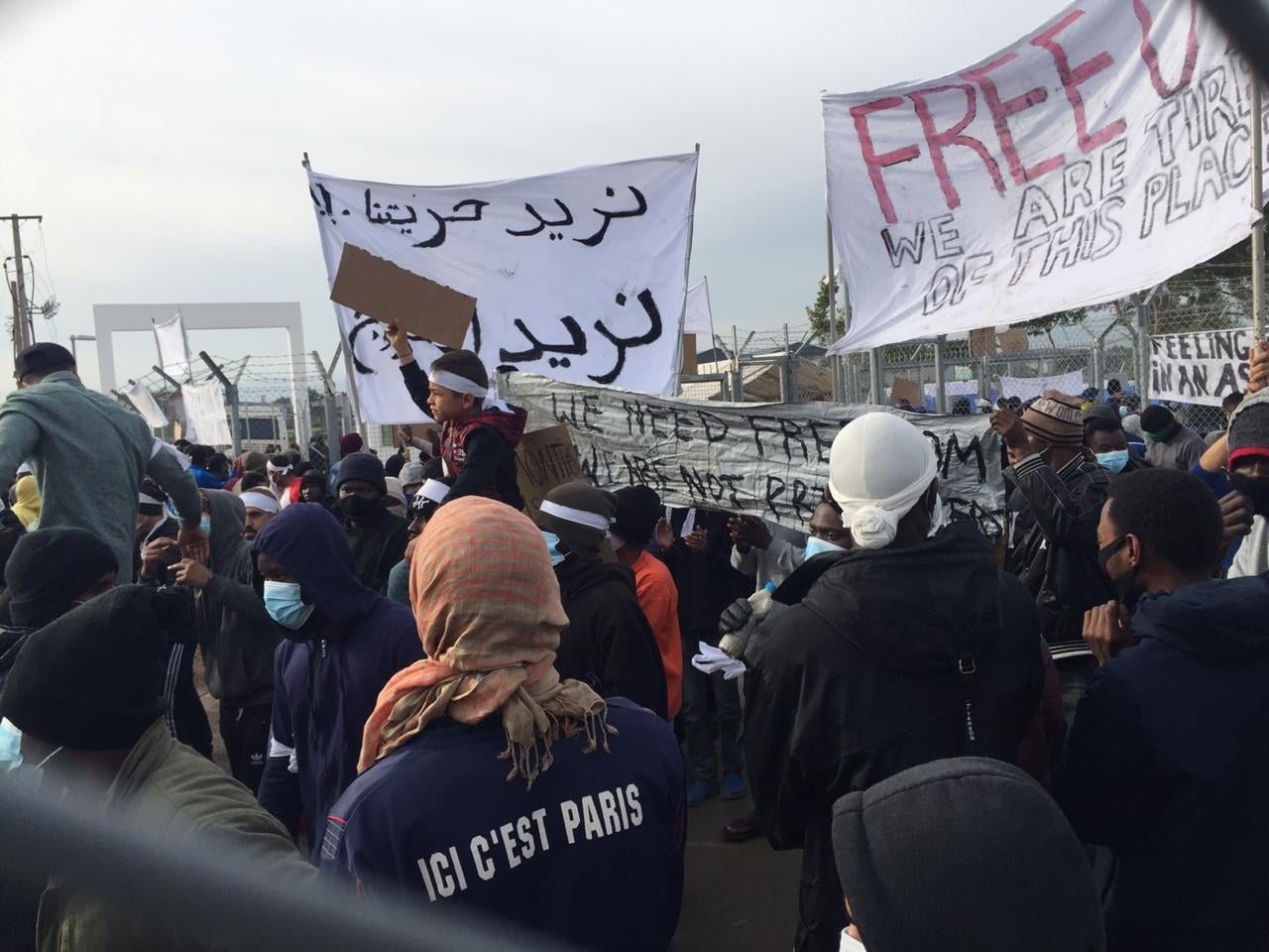 image Asylum seekers at Pournara protest over living conditions