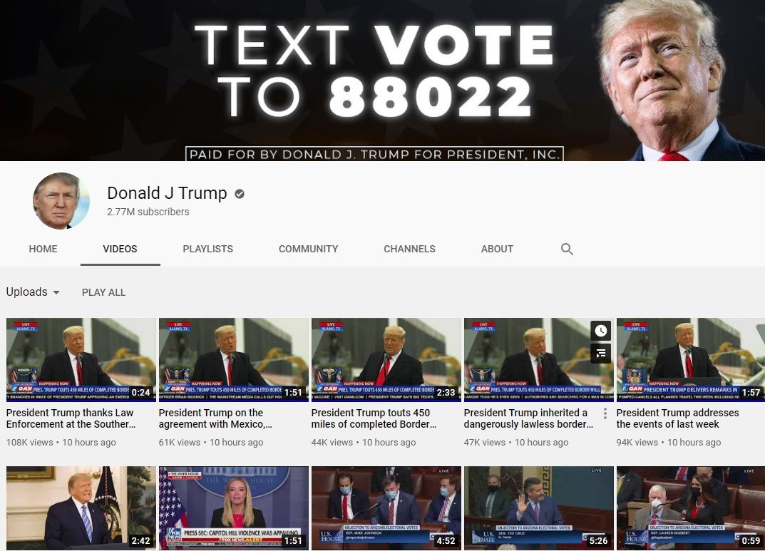 Το YouTube δίπλα θα τιμωρήσει τον Τραμπ για υποκίνηση βίας