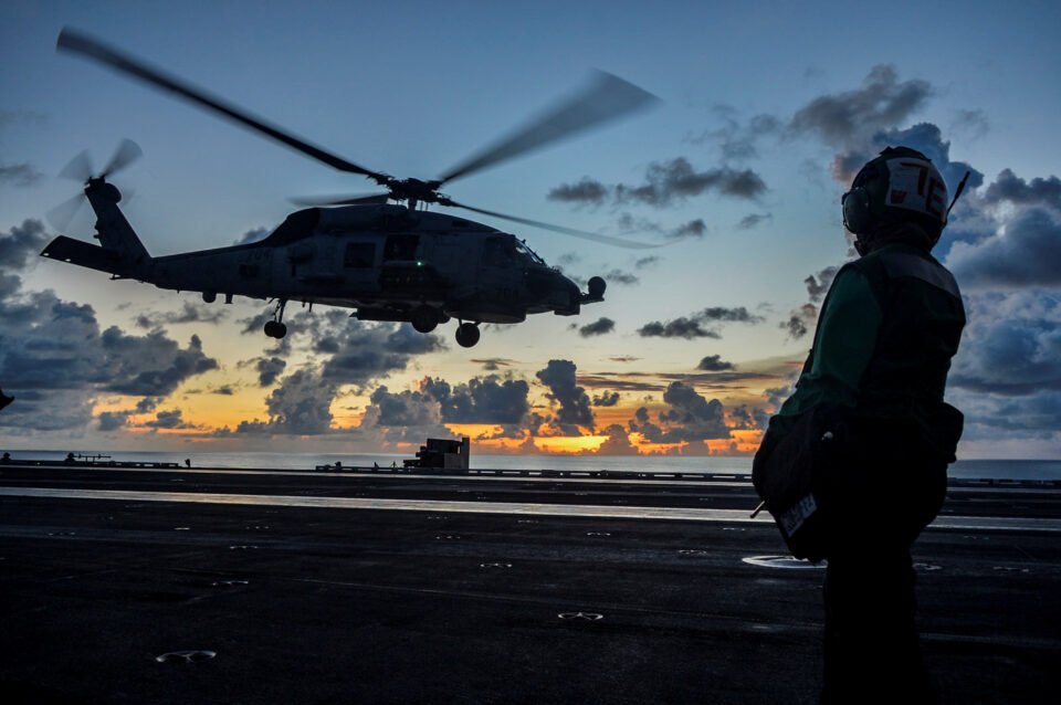 File Photo: Sea Hawk Helicopter Launches During Flight Operations Aboard The U.s. Navy Aircraft Carrier Uss Ronald Reagan In The South China Sea