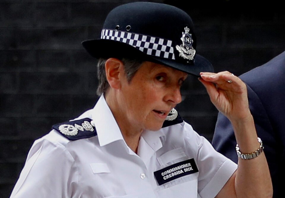 file photo: metropolitan police commissioner cressida dick leaves after a meeting with britain's prime minister boris johnson at downing street in london