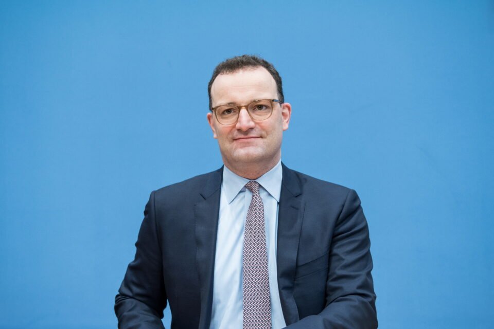 german health minister jens spahn holds a news conference