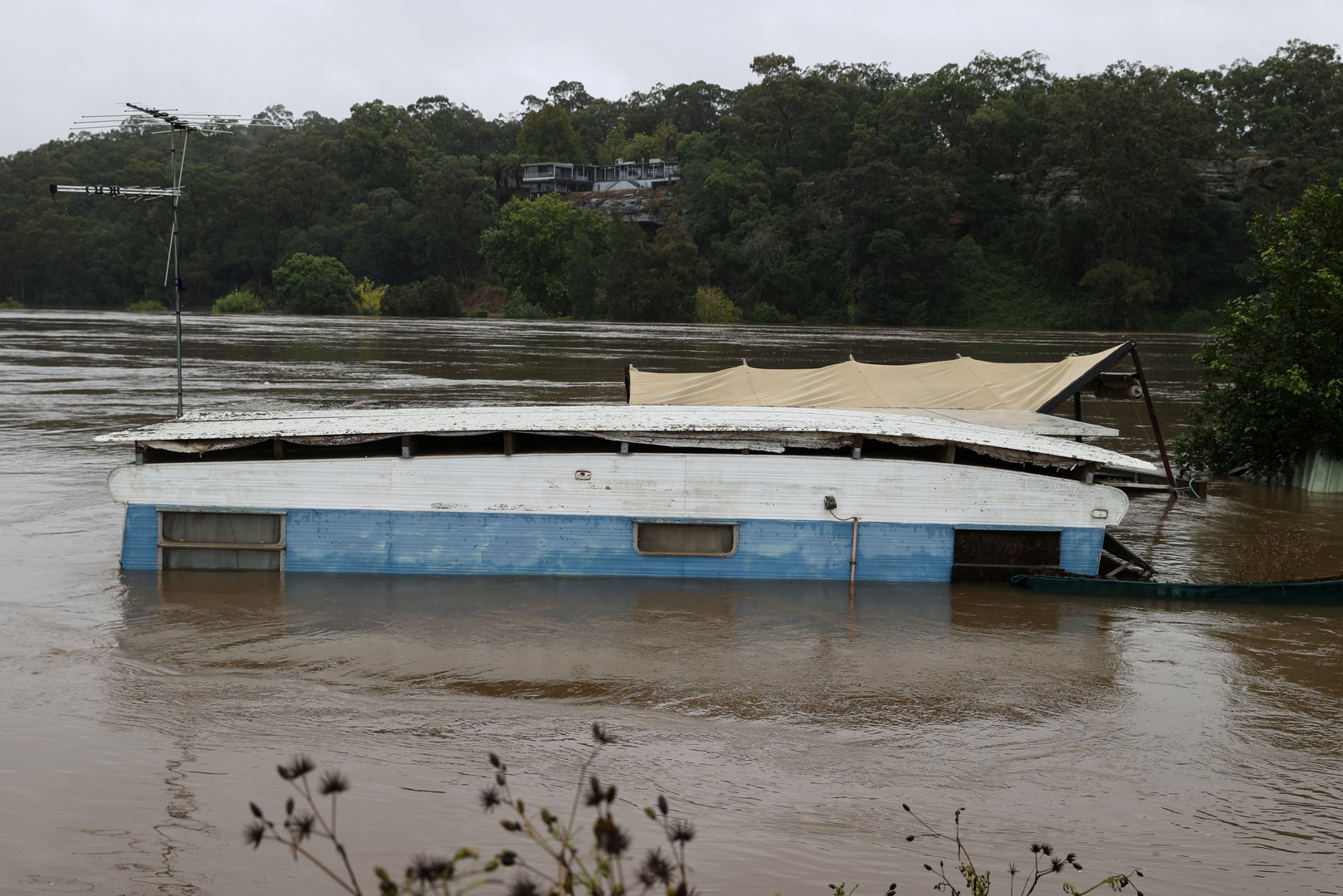 severe flooding is seen along the hawkesbury river in western sydney