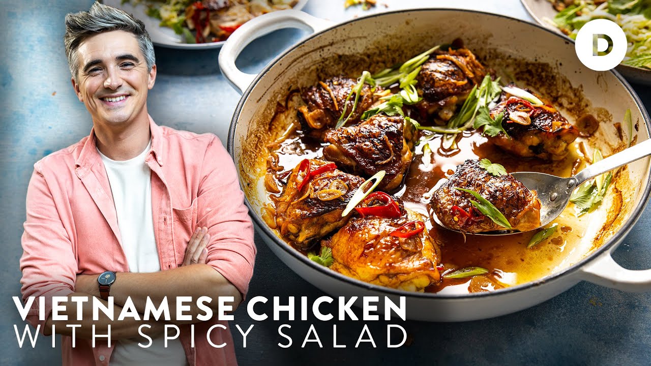 image Vietnamese caramelised chicken with spicy cabbage salad