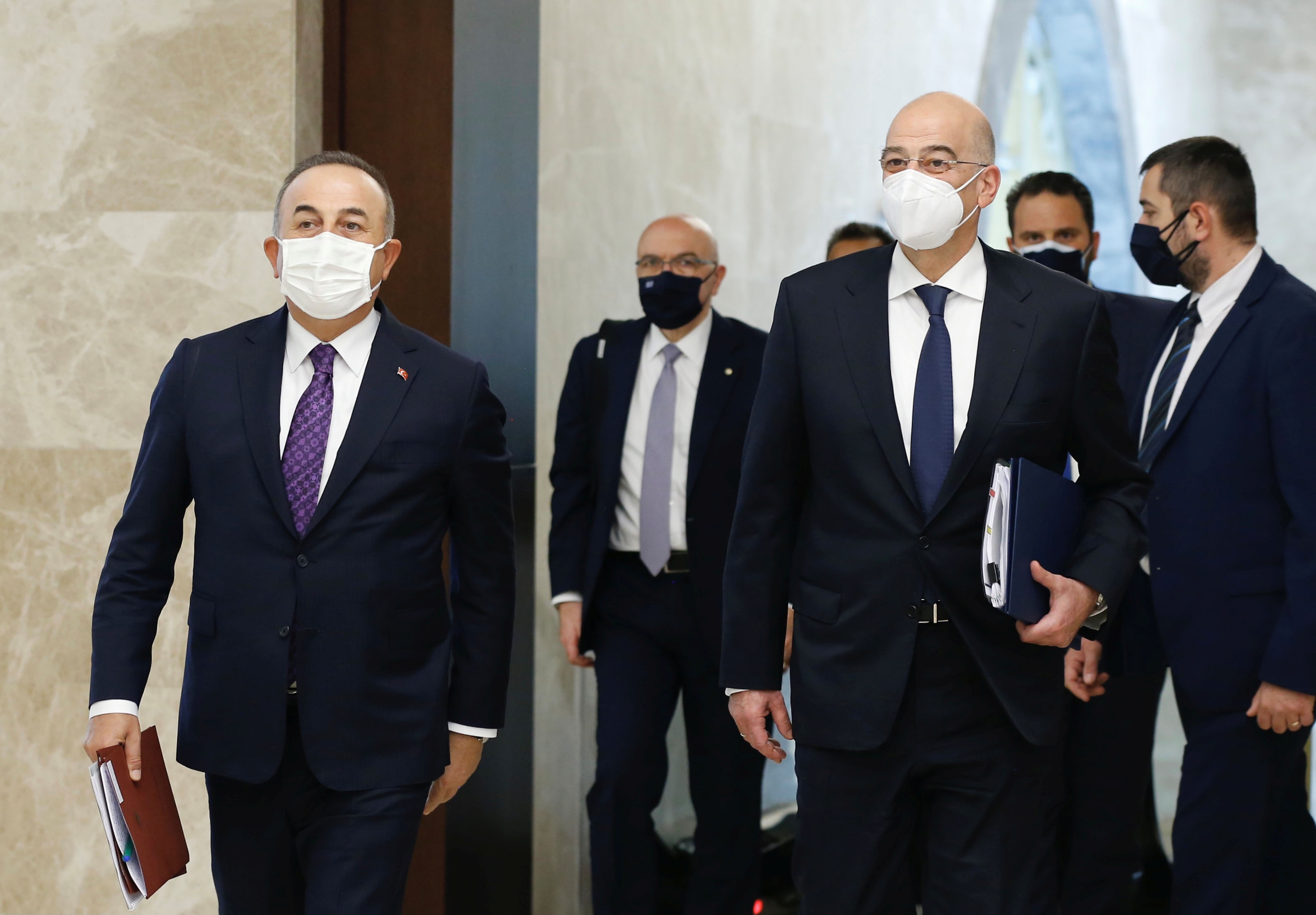 image Cavusoglu says futile to discuss Cyprus federation in Geneva, clashes openly with Dendias (Update 2)