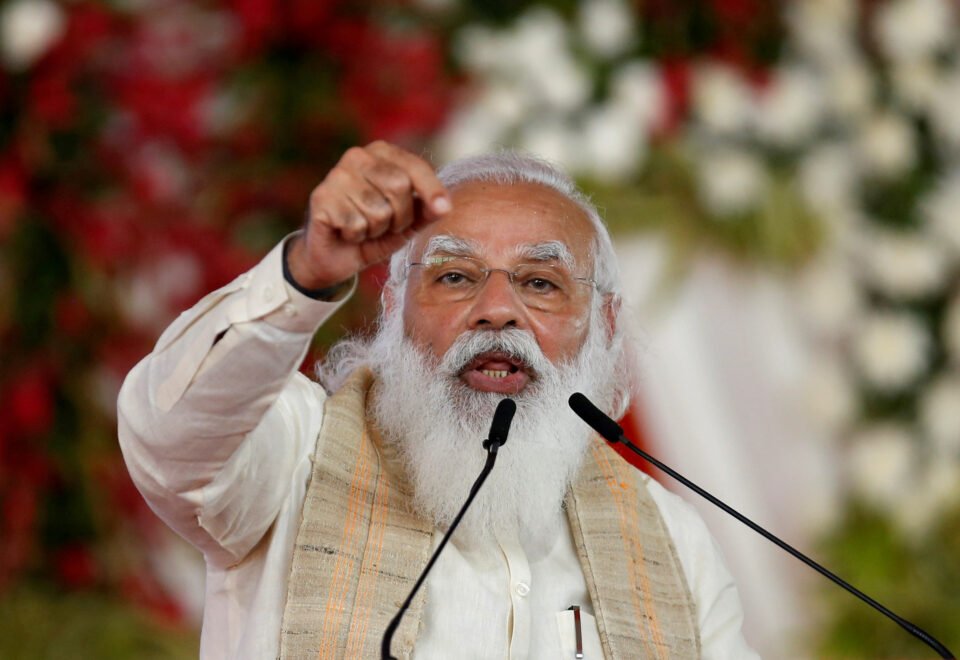 file photo: india's pm modi addresses a gathering before flagging off the "dandi march", in ahmedabad