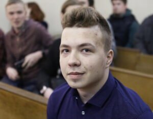 opposition blogger and activist roman protasevich attends a court hearing in minsk