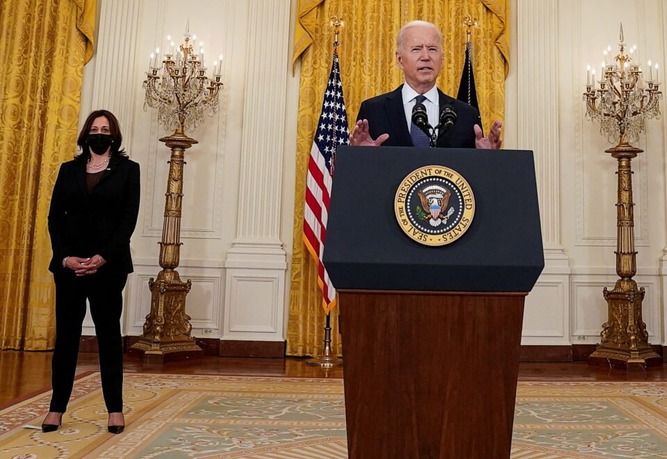 u.s. president biden speaks to news media at the white house in washington