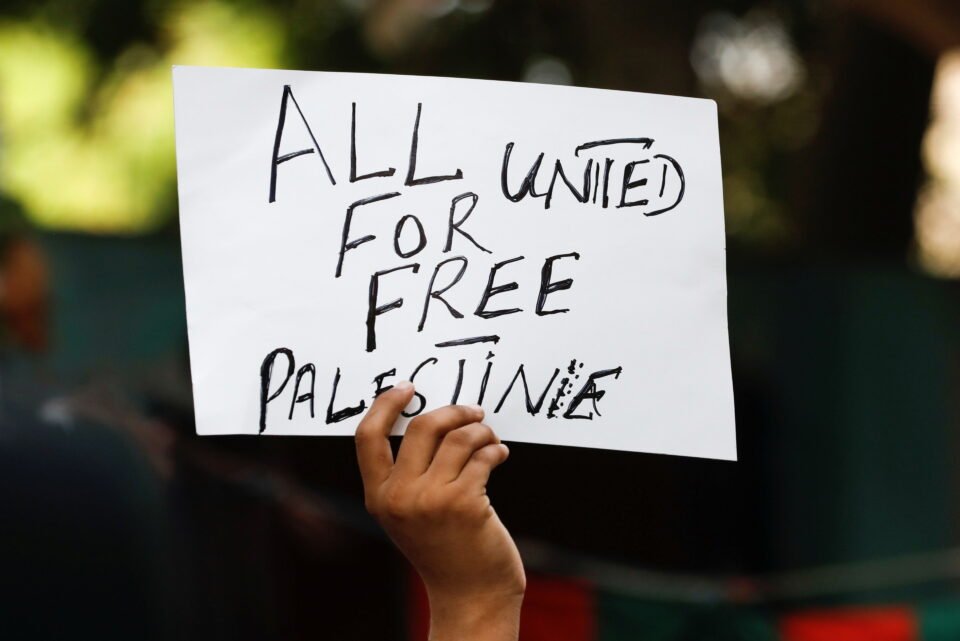 people express solidarity with palestinian people and protest against israel, in karachi