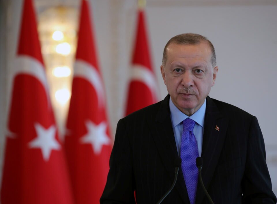 turkish president erdogan attends a satellite technologies event through live videolink in istanbul