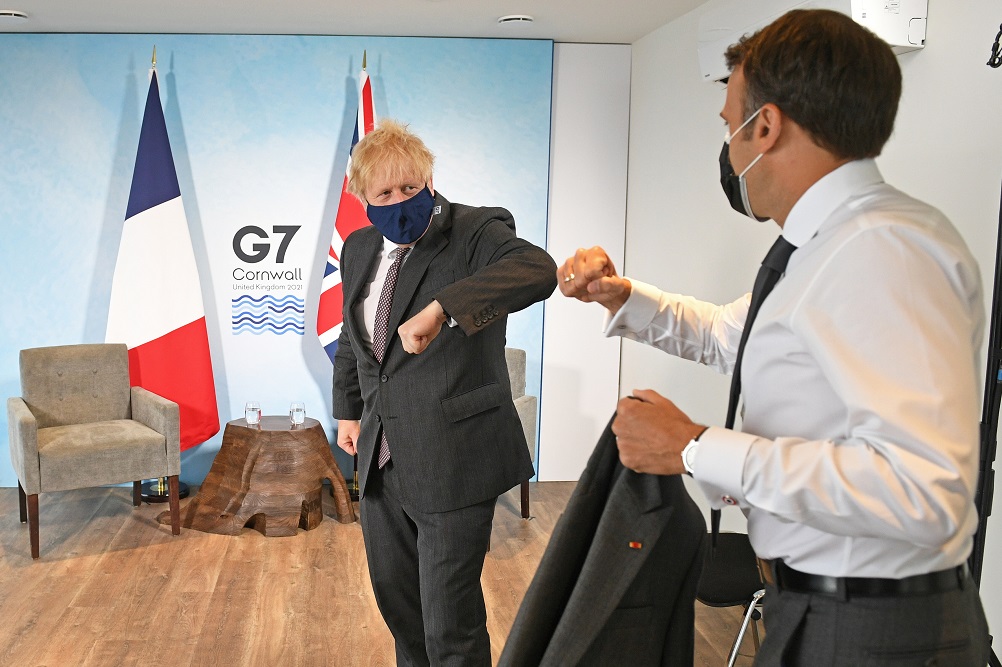 image France&#8217;s Macron spars with UK&#8217;s Johnson over Brexit geography
