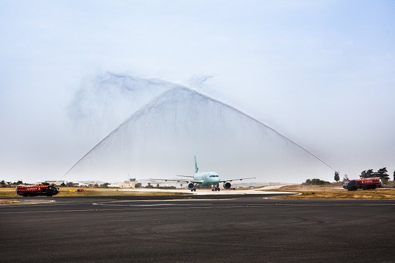 image Watery welcome to Malta for Cyprus Airways
