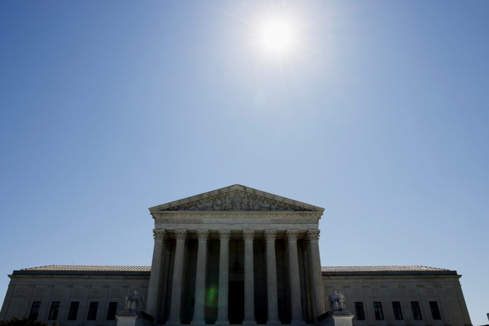 the u.s. supreme court building is seen as justices issue rulings in washington