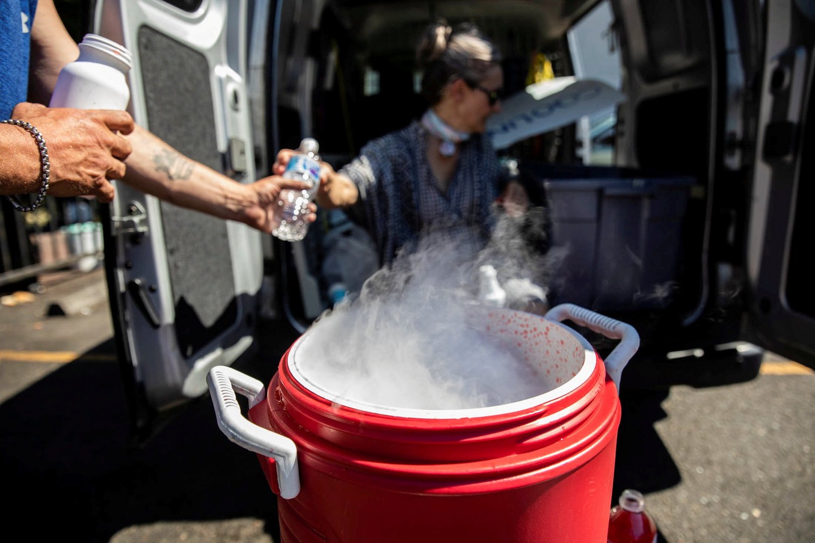 file photo: people use dry ice during hot weather in portland