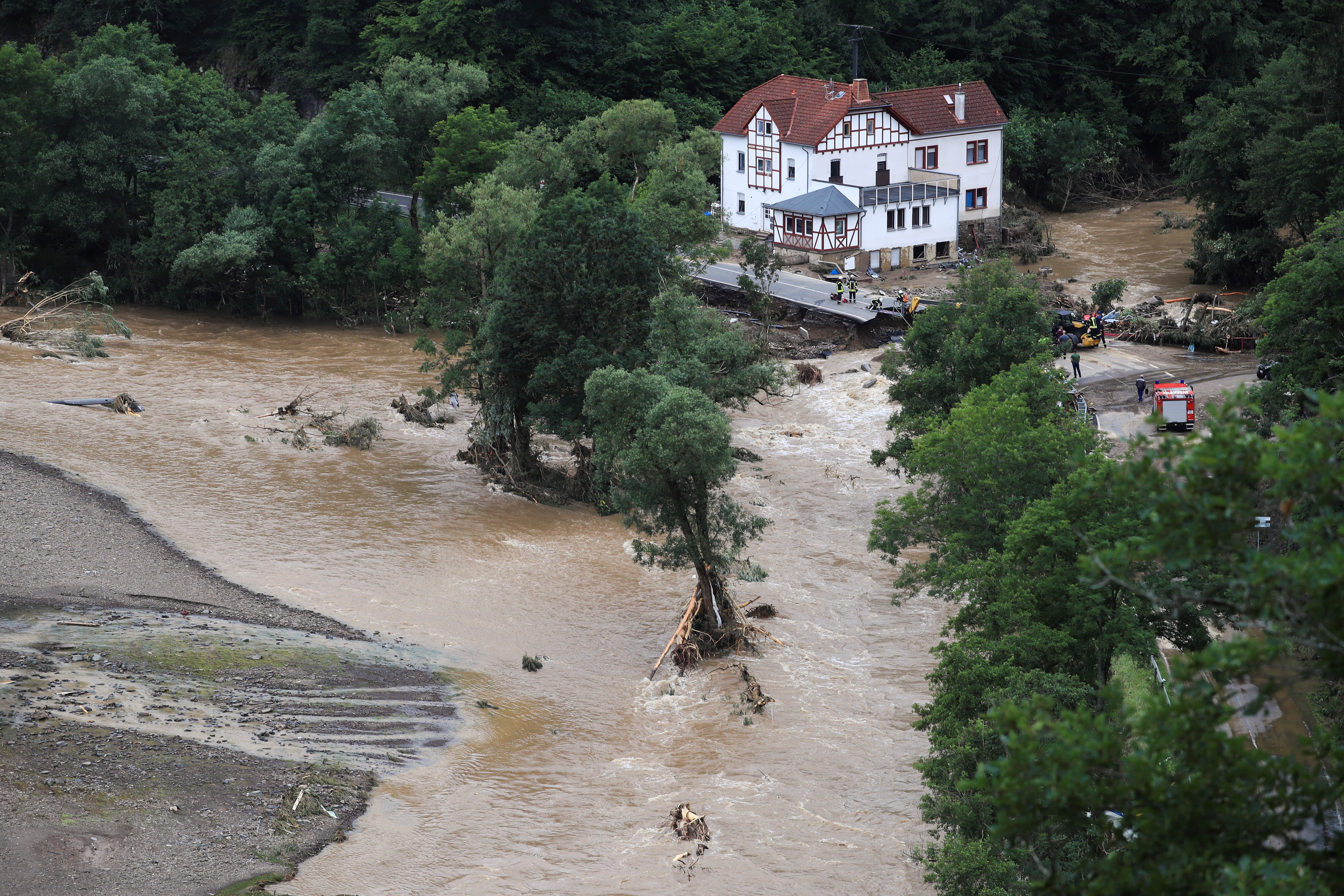 a general view of flood affected area following heavy rainfalls in schuld