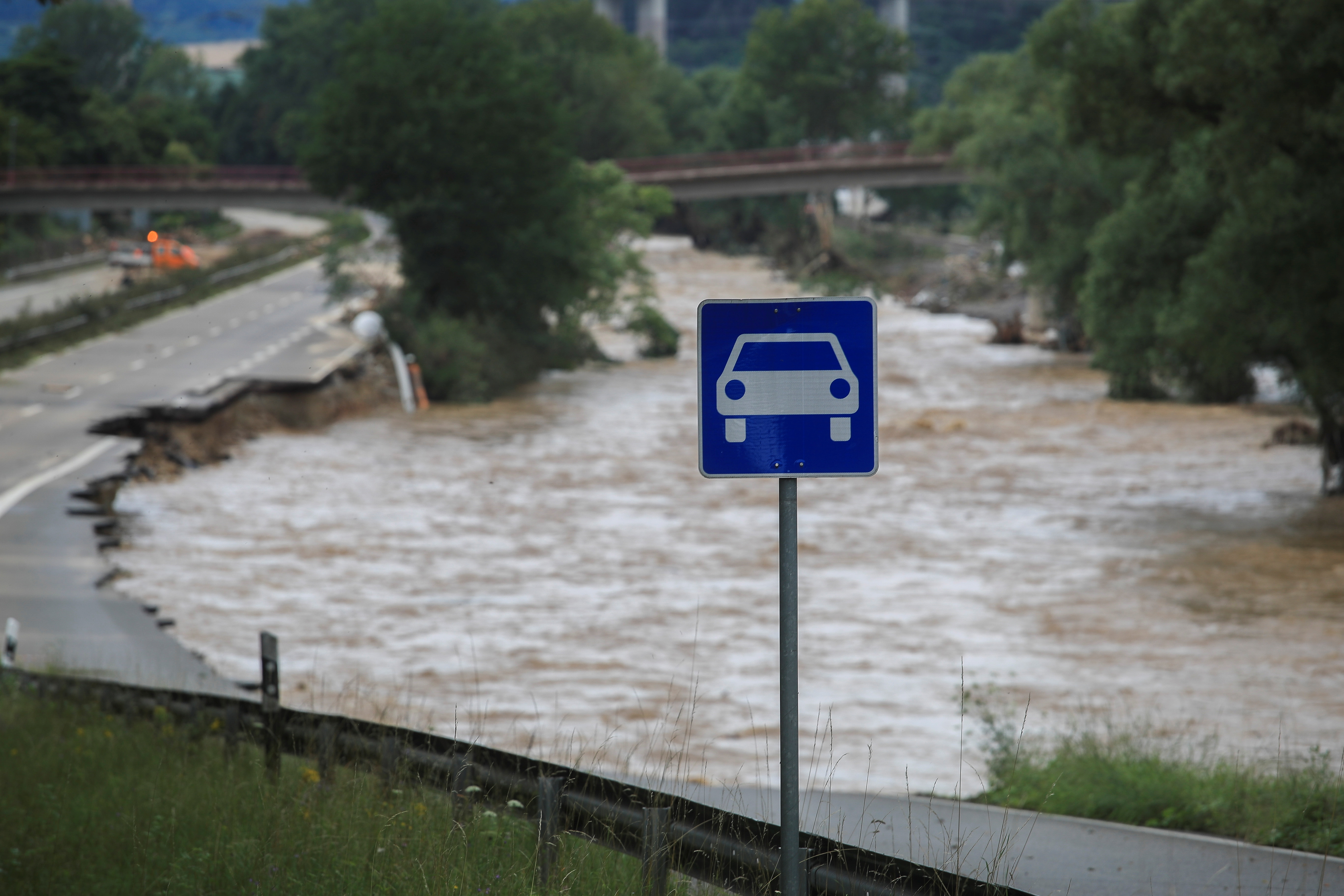 a destroyed road is seen on a flood affected area in bad neuenahr ahrweiler