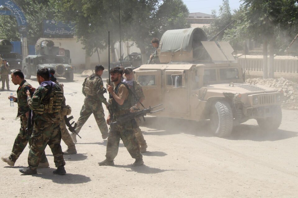 afghan commando forces are seen at the site of a battle field where they clash with the taliban insurgent in kunduz province