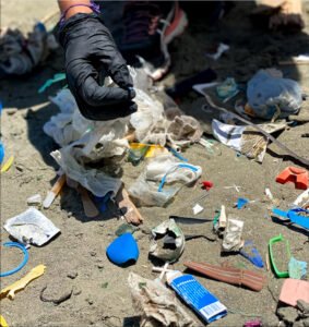 litter on beach