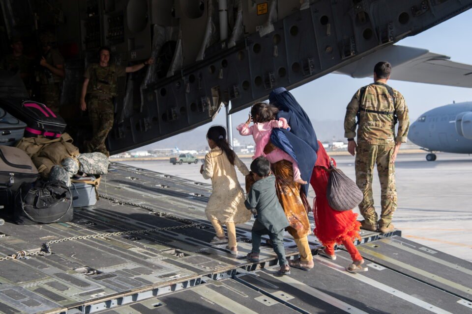 evacuation from hamid karzai international airport in kabul