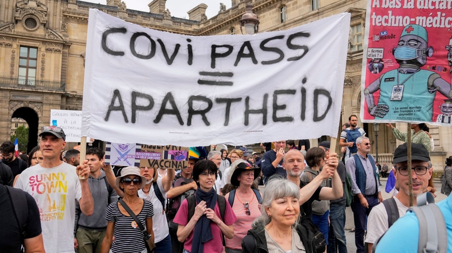 image Protesters in France denouncing Covid health pass rules fewer in numbers