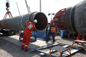 file photo: file photo: workers are seen at the construction site of the nord stream 2 gas pipeline in russia