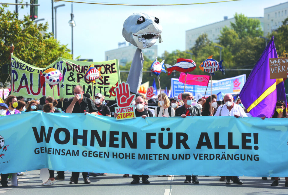 demonstration against rising rental costs for flats in berlin