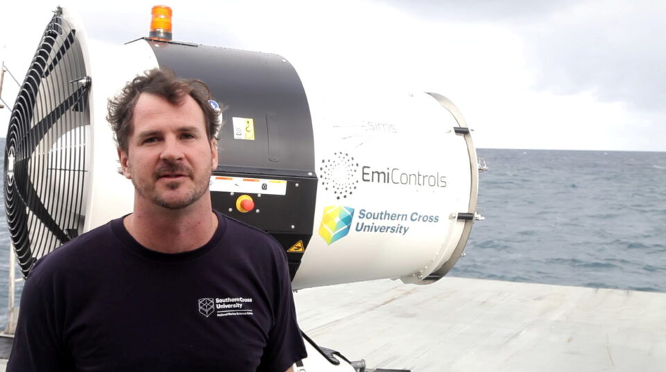 dr daniel harrison is seen during the second field trial at broadhurst reef on the great barrier reef