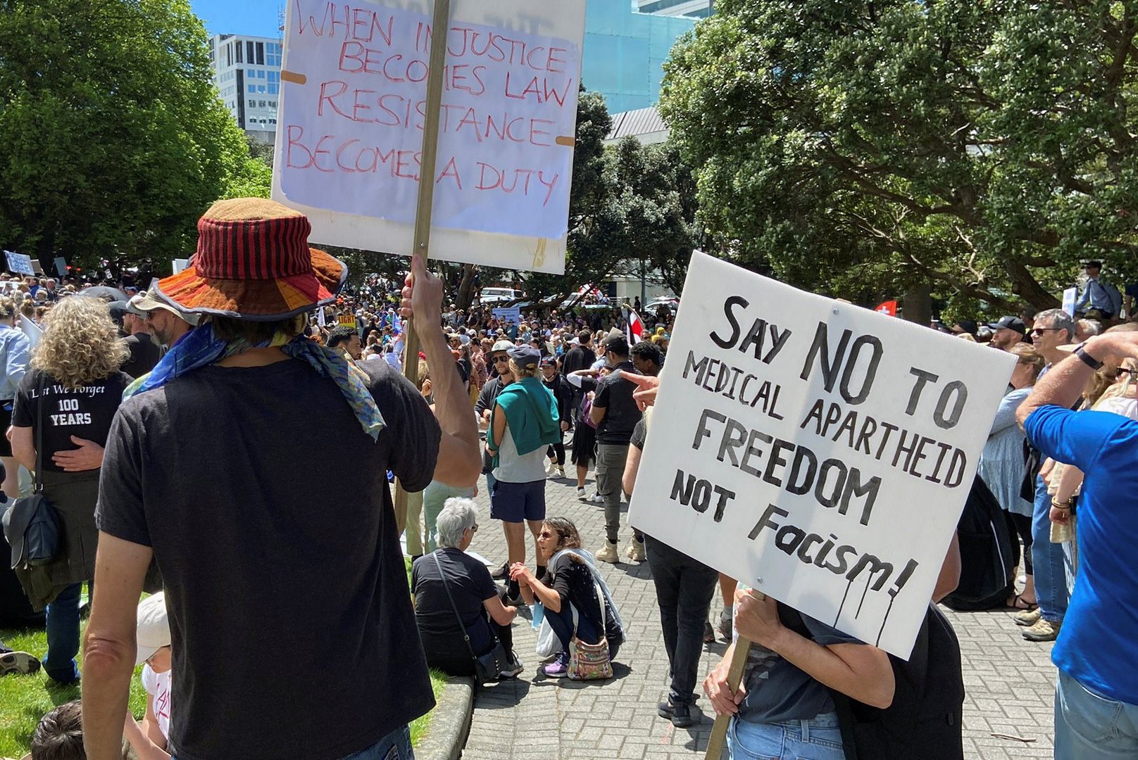 image Thousands protest in New Zealand against Covid-19 rules