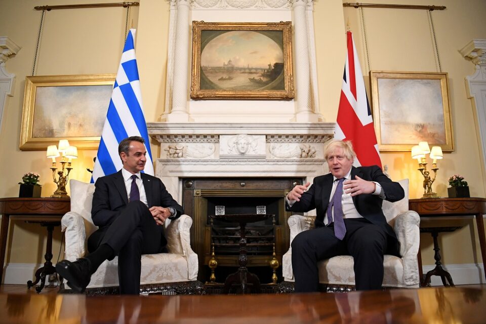 britain's pm johnson meets with greece's pm mitsotakis in london