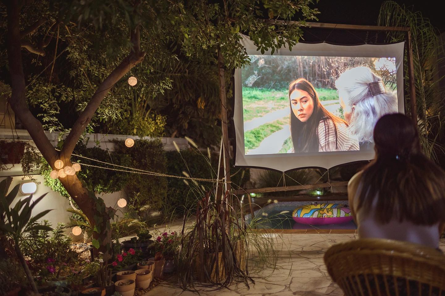 image Movie screening among the plants