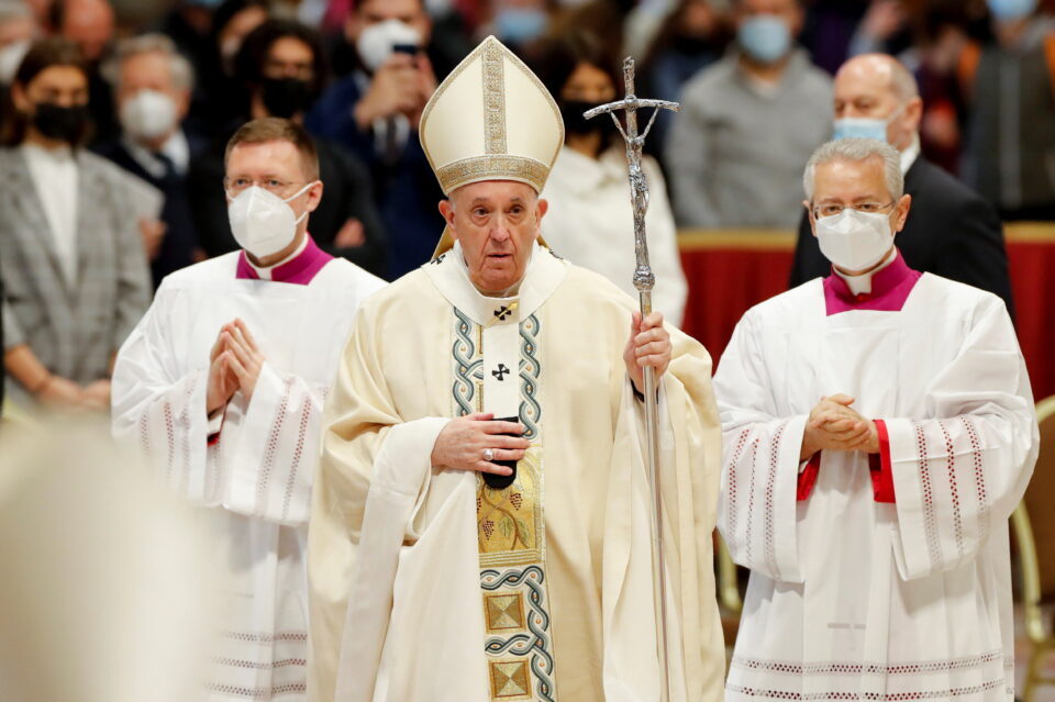 pope francis celebrates mass for the solemnity of christ the king in st. peter's basilica