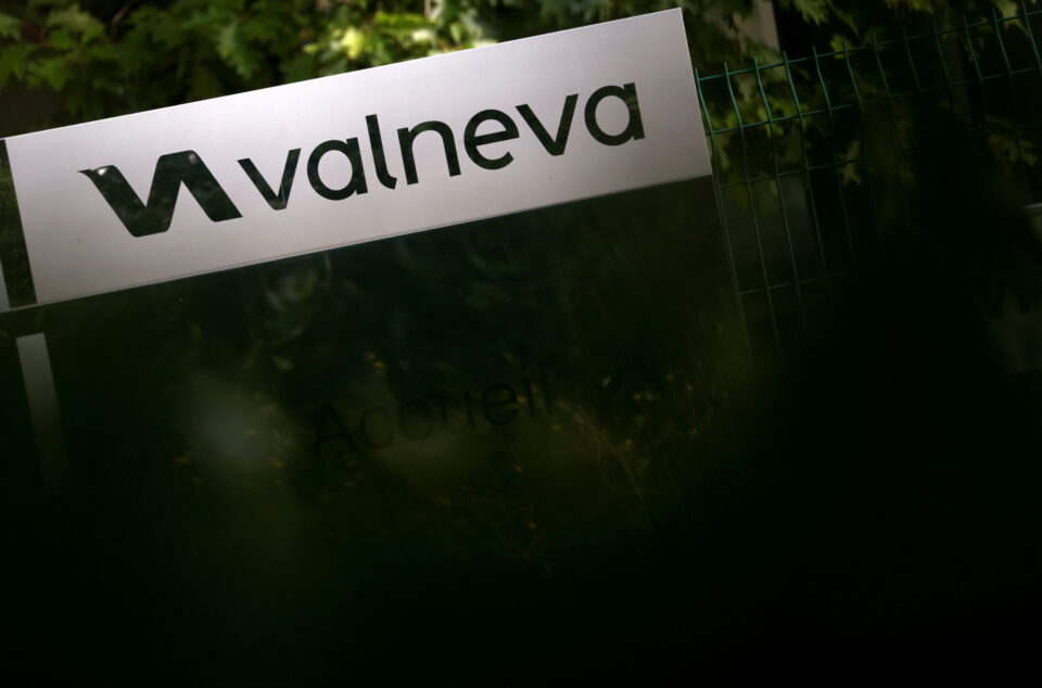 file photo: the logo of valneva se is pictured at the company's headquarters in saint herblain