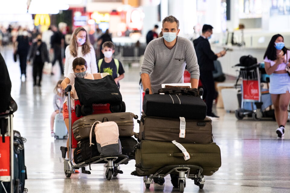 travellers arrive at the international terminal at sydney airport in sydney