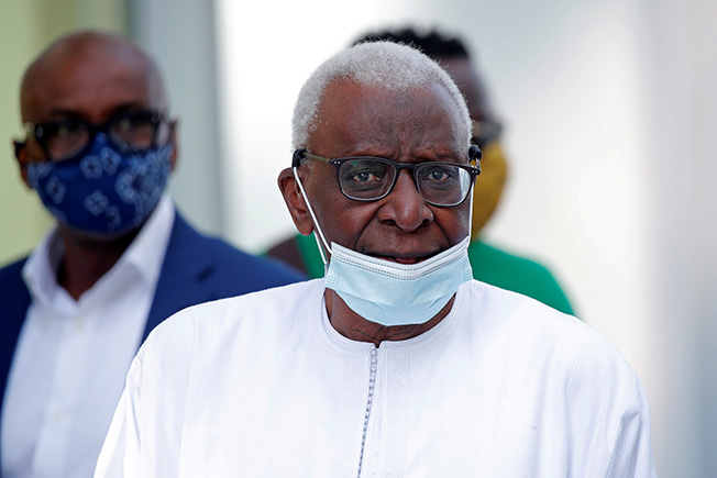 file photo: former iaaf president lamine diack after verdict in his trial in paris