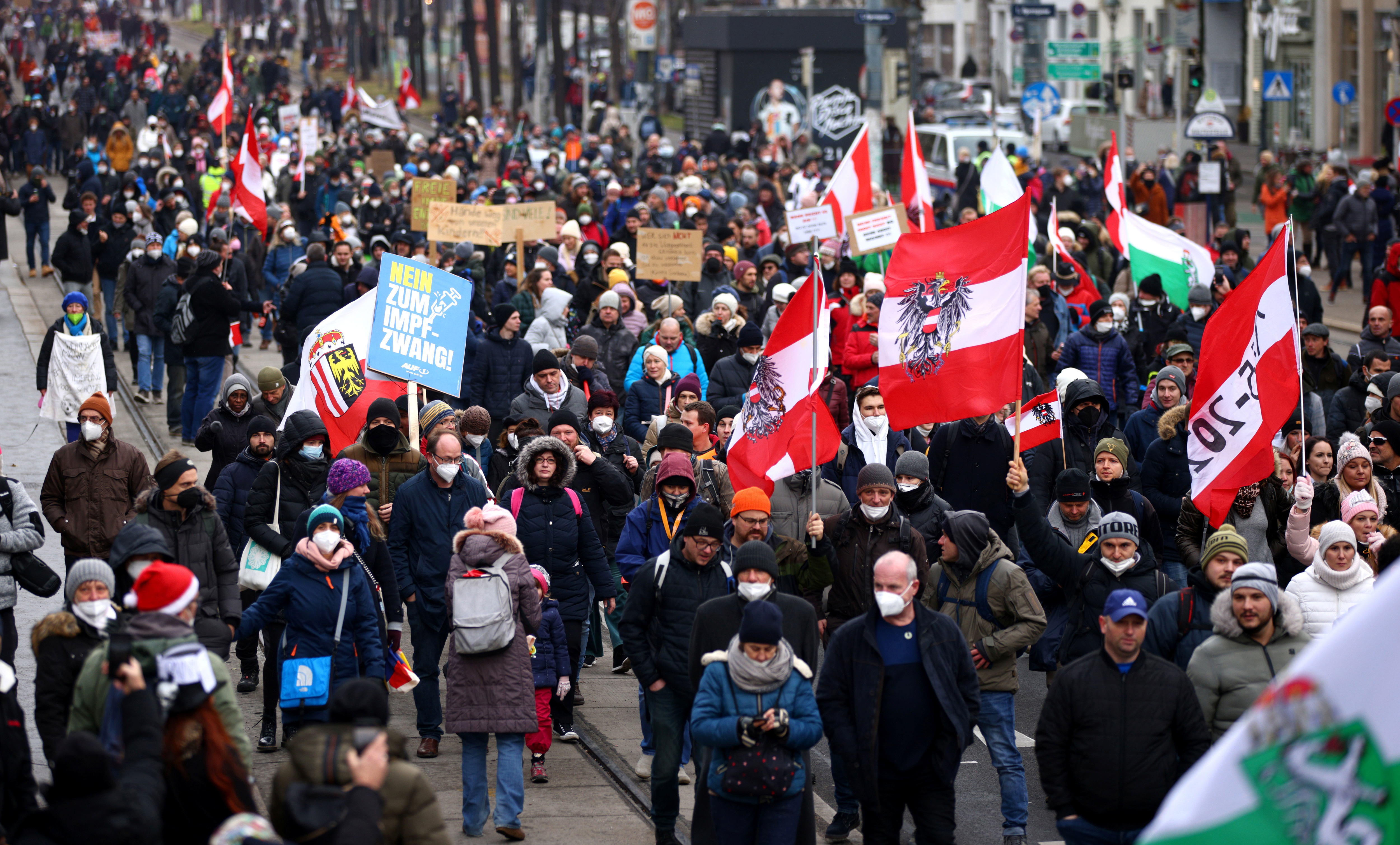 image Thousands march against Covid restrictions in northwest Europe