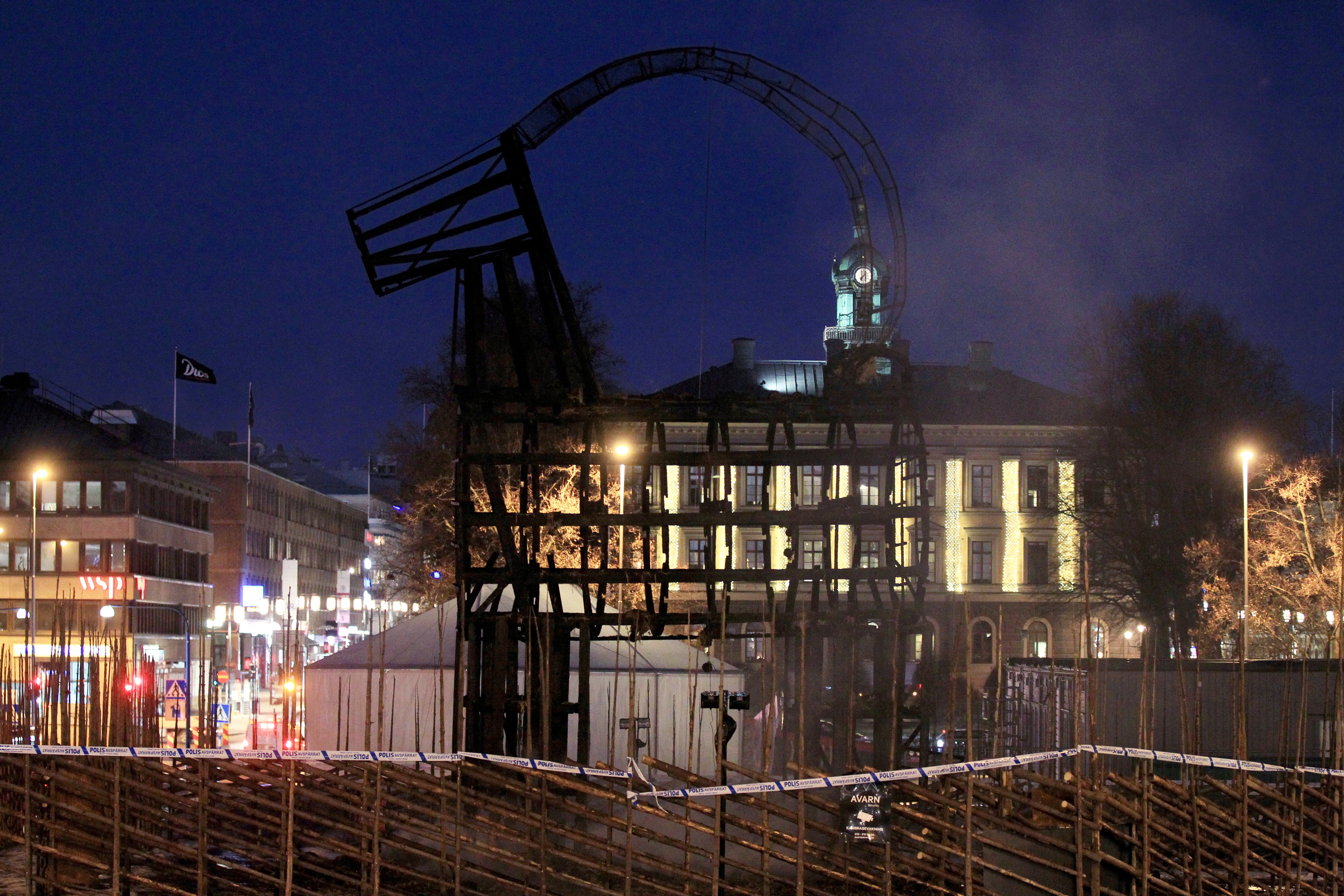 image Giant Swedish Yule goat torched again after 5-year respite