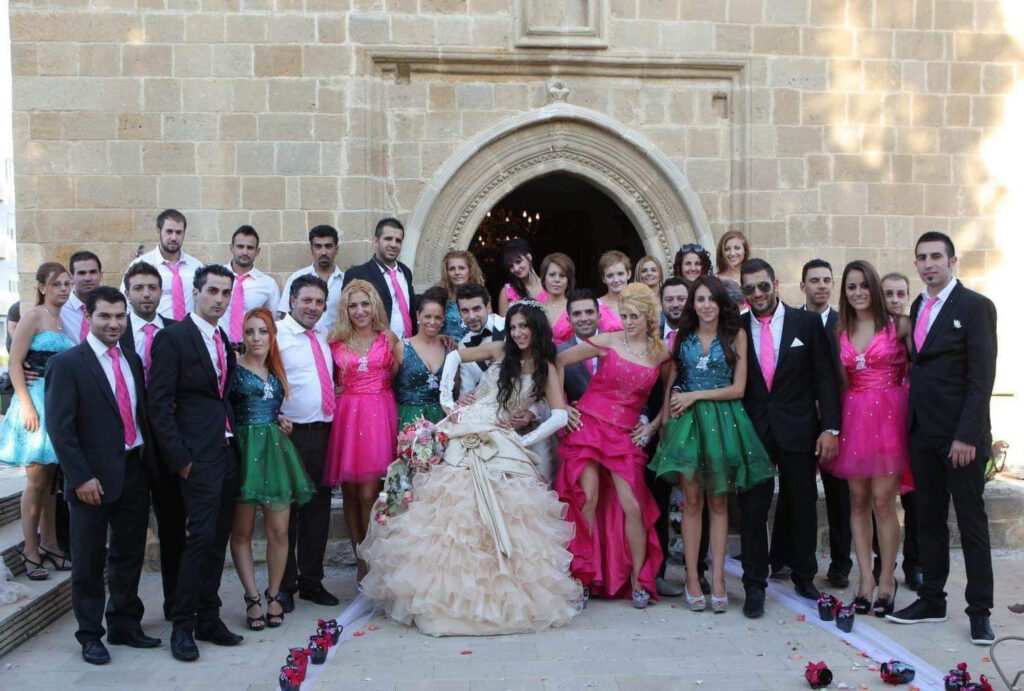 profile colour co ordinated at her wedding