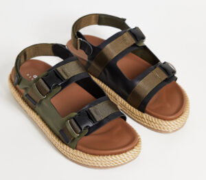 asos design tech sandals in khaki with natural rope sole