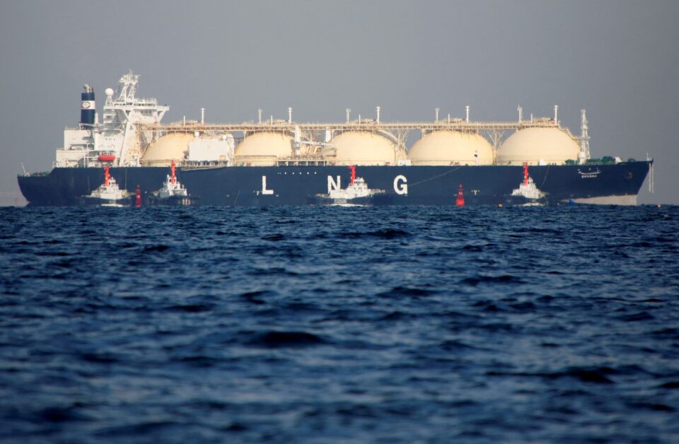 file photo: an lng tanker is tugged towards a thermal power station in futtsu