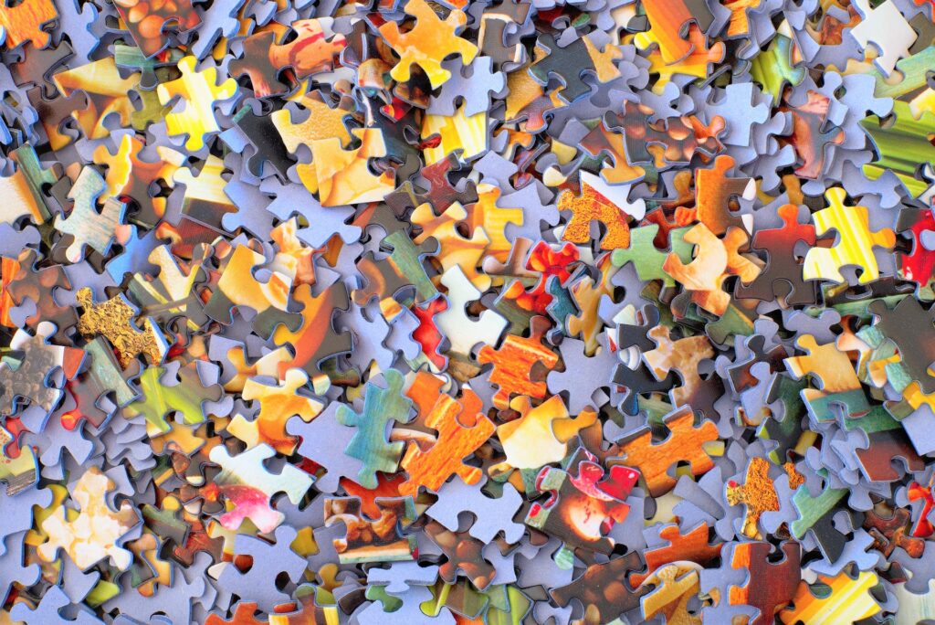 sorting the pieces is part of the fun and a great way to keep the brain sharp
