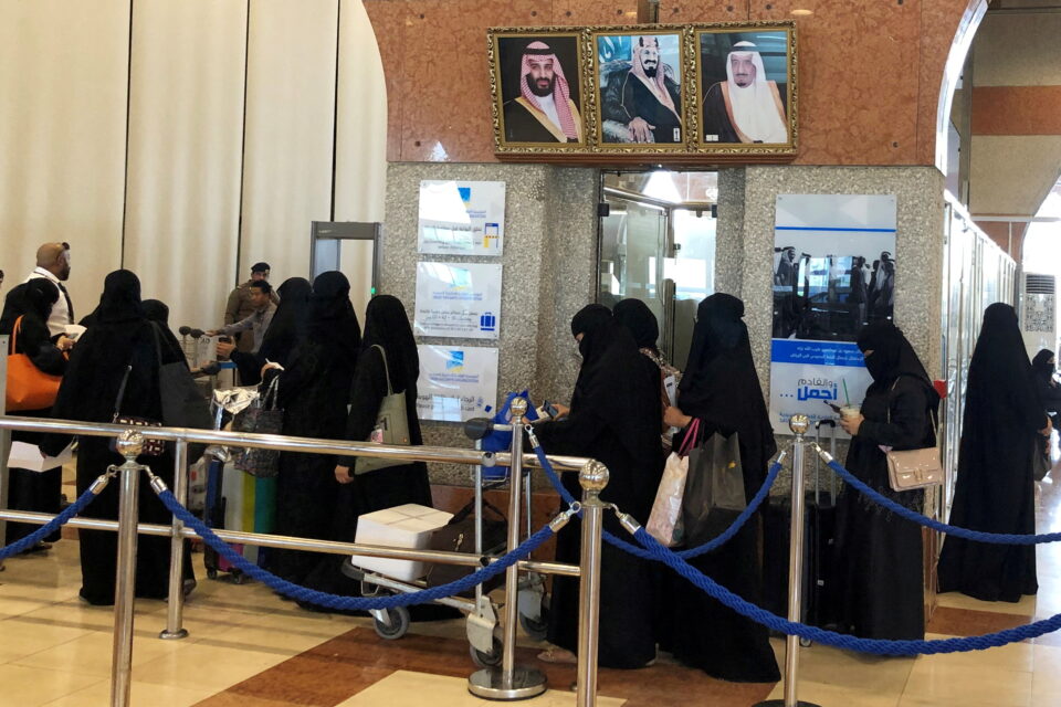 file photo: saudi women are seen in line as they are traveling at the dammam railway station in dammam