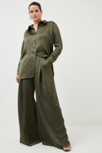 karen millen curve satin wide leg high waist trousers