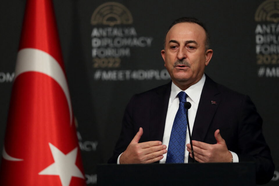 turkish fm cavusoglu attends a news conference in antalya